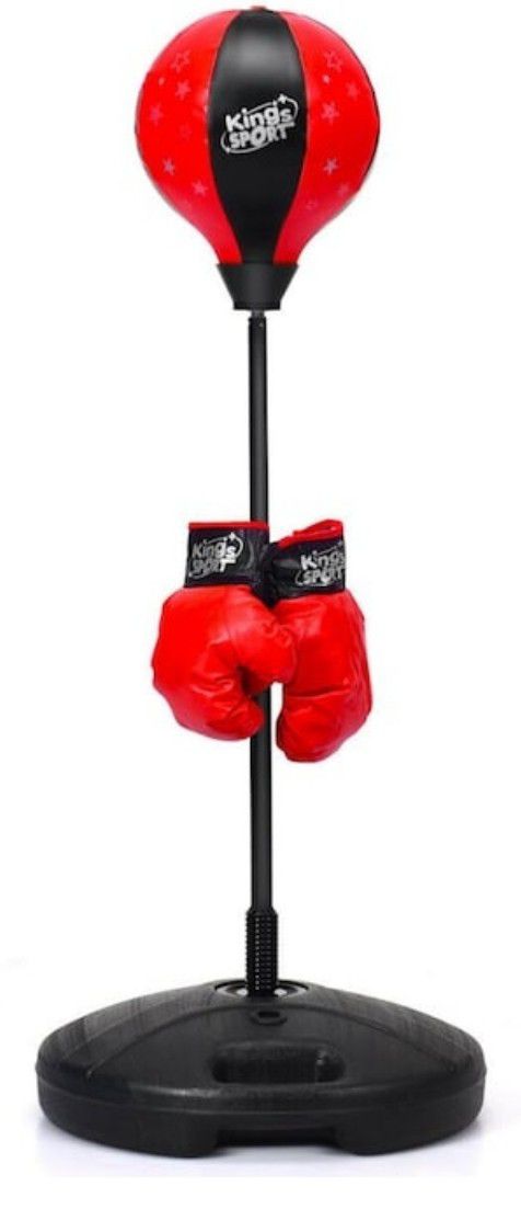 Kids Punching Bag Toy Set Adjustable Stand Boxing Glove Speed Ball With Pump