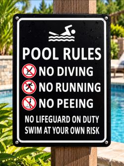 Pool Rules Sign – Aluminum Weather Resistant 9.4” x 13.4”