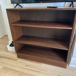 Walnut and Fir Mid-century Bookcase with Adjustable Shelves