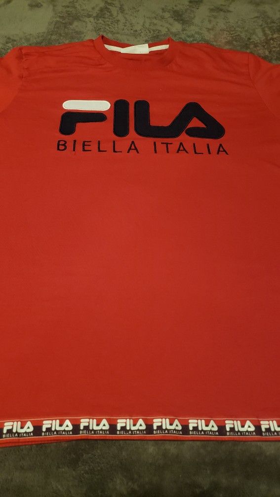 Vintage 90s Fila Biella Italian Spellout Shirt Retro, Men's 2 X-Large