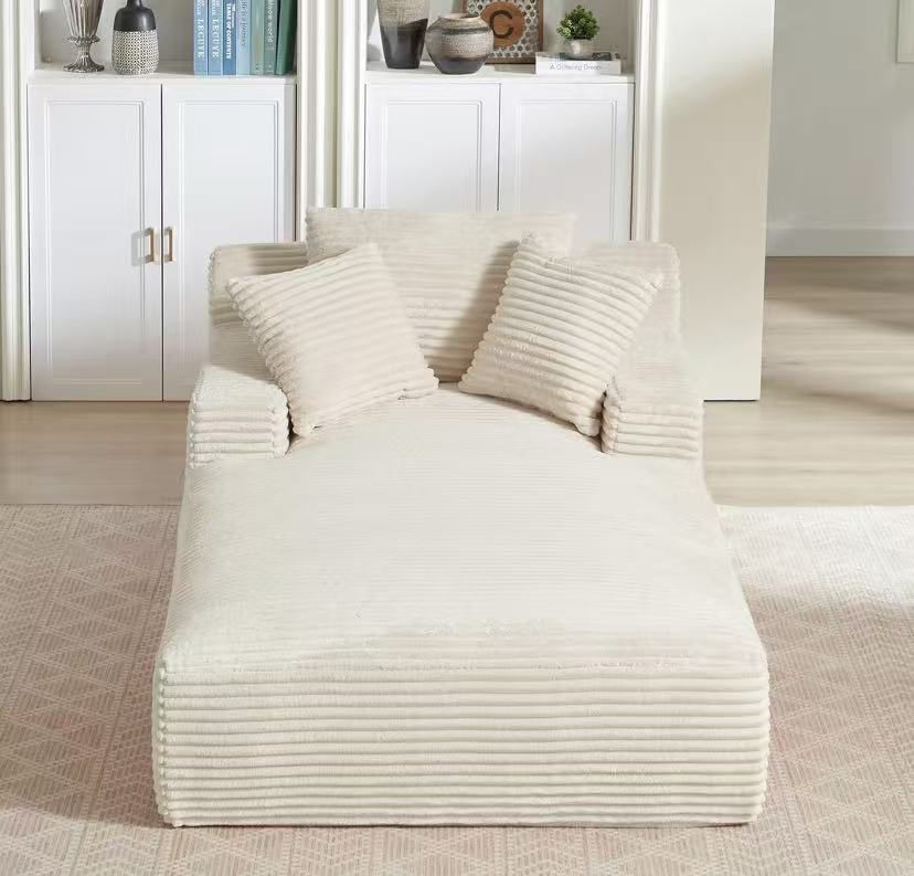 Boneless Chaise Lounge Chair Indoor, Oversized Upholstered Cloud Couch, Sleeper Sofa Bed Reading Chairs Fluffy Cloud Sofas Couches for Living Room whi