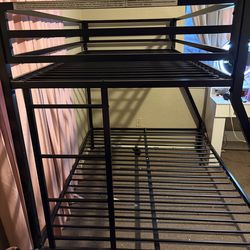 Black metal bunk bed