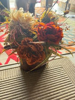 Faux Fall Floral Arrangement in Basket