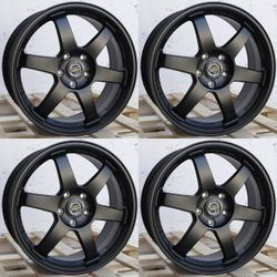 18 INCH SQUARED SET RAYS TE37 STYLE WHEELS RIMS 18X8 +38 (5X114.3) CB: 73.1