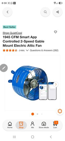 QuietCool 1945 CFM Smart Gable Mount Attic Fan