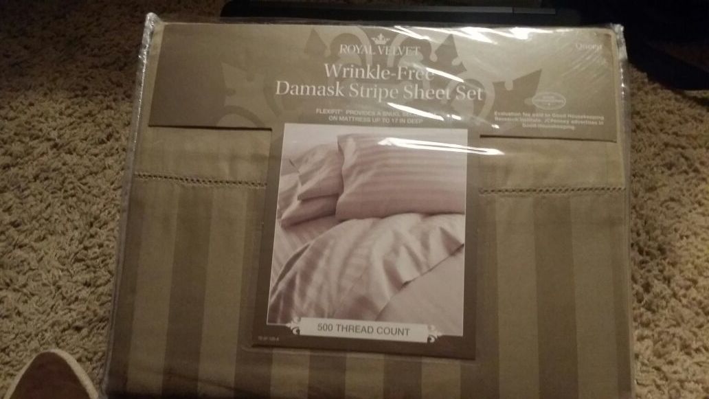 Royal Velvet Damask Stripe Sheet Set