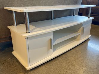 Minimal White Media Stand w/ Adjustable Shelves