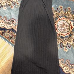 Black Textured Solid Skirt