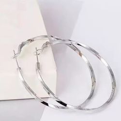  2in Silver Twisted Hoop Earrings