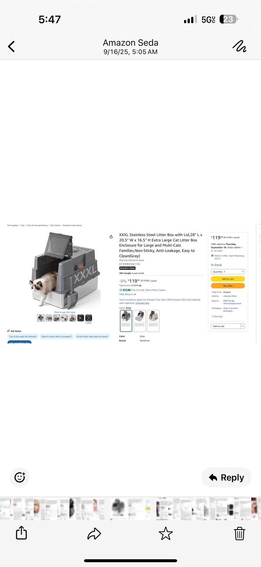 XXXL Stainless Steel Litter Box with Lid