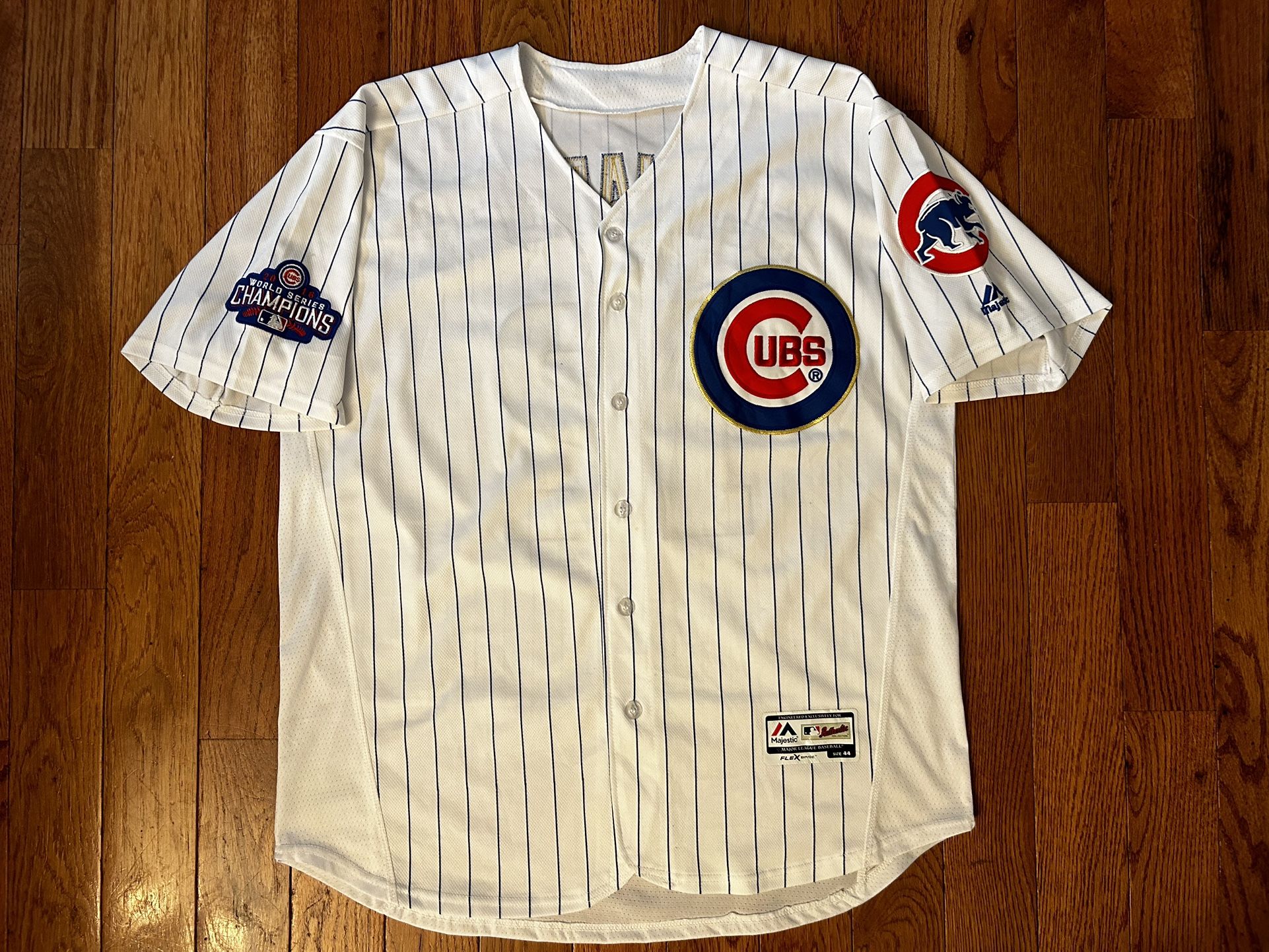Kyle Schwarber Chicago Cubs 2016 World Series Majestic Gold Jersey Size 44