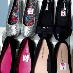 GIRLS SHOES, $3 Each!  DRESSY FLATS (SLIP-ONS), Sizes Marked  on Shoes!