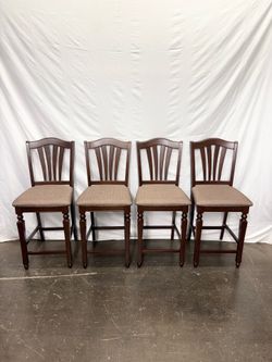 Set of 4 Counter Height Bar Stools , Mahogany Wood *Delivery Available*