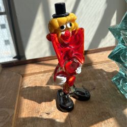 Clown Murano Italy Glass Vintage Figurine Statue Sculpture  9"