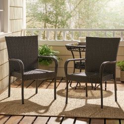 Outdoor Wicker Stacking Chairs (Set of 2)