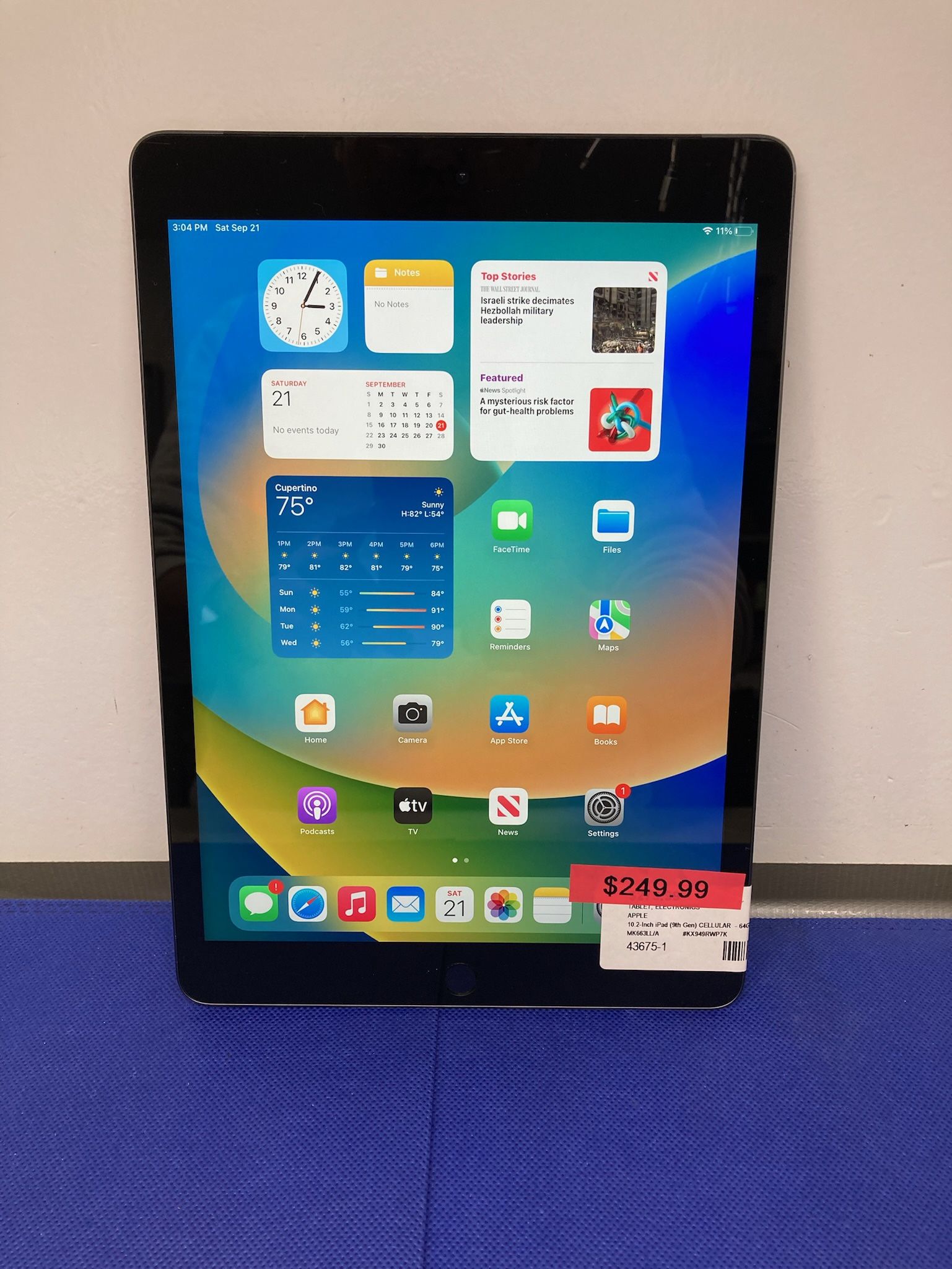Apple iPad 9th Gen 2021 10.2" Wi-Fi + Cellular 64GB Space Gray