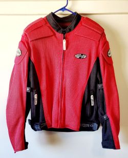 Joe Rocket Red Mesh Armored Motorcycle Riding Jacket Size Large