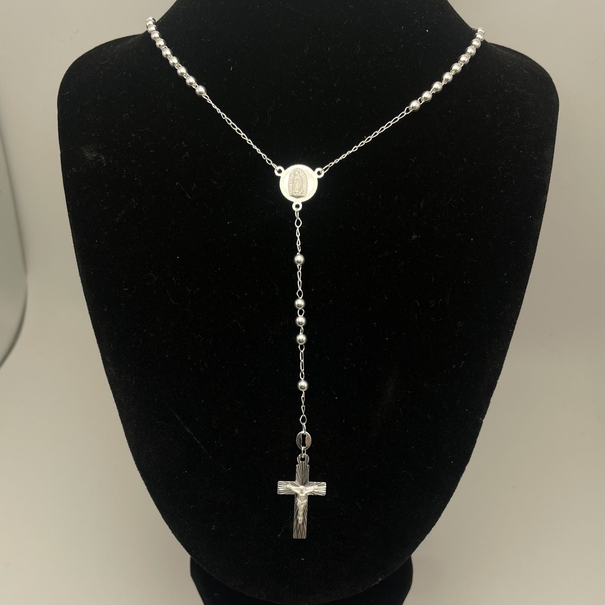 Solid 925 Silver Virgin Mary Rosary