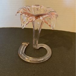 Pink bud vase, Vintage stem vase, Art Nouveau style vase 5 inches tall