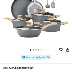 Kitchen Academy Induction Cookware Sets - 12 Piece Gray