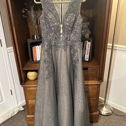 Silver XSCAPE Prom Dress