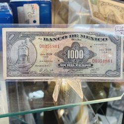 1973 Mil Pesos Cuauhtémoc Bank Note Billete de Mexico ABNC