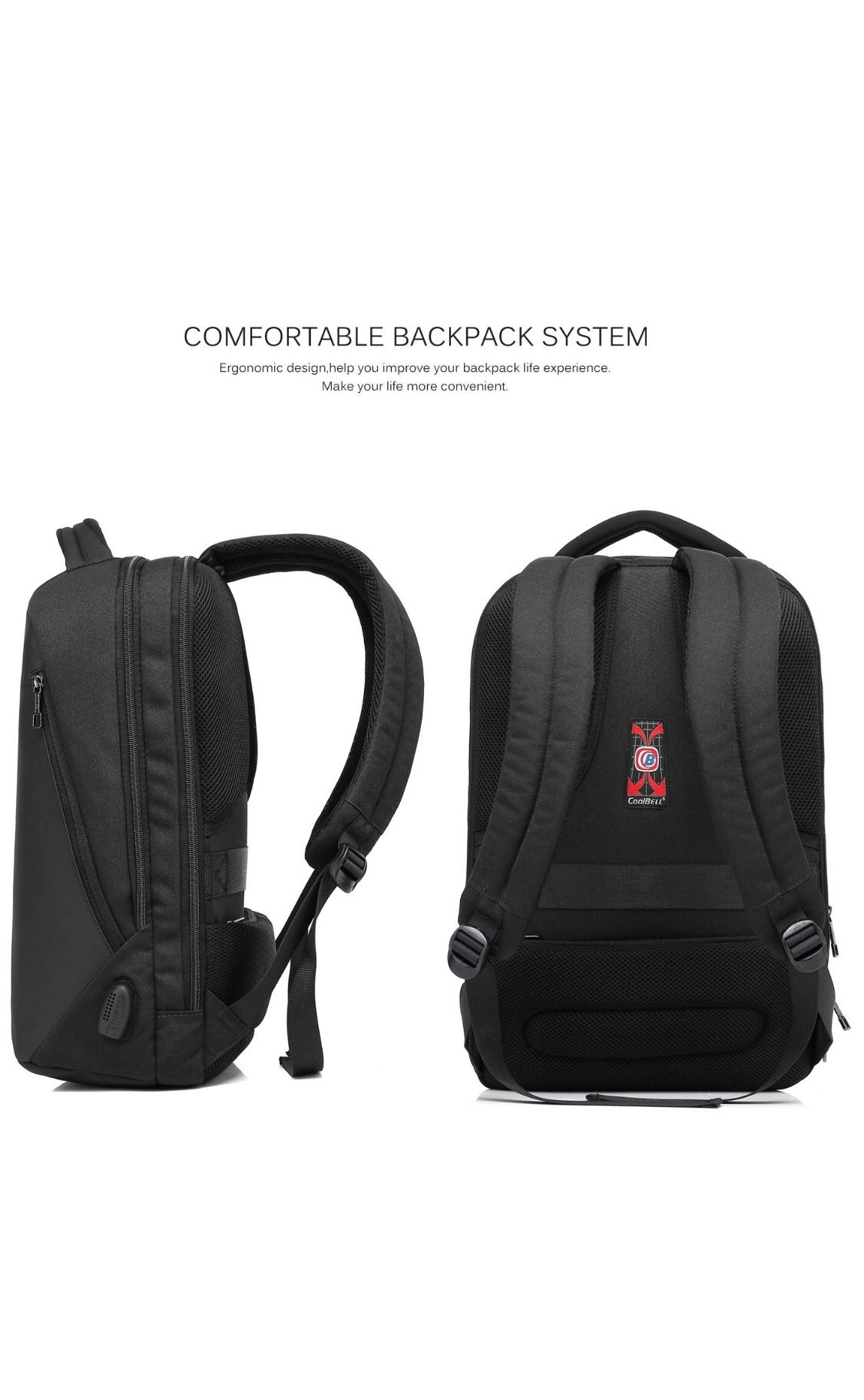 Backpack fits 15in laptops