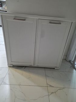 White Double tilt out trash  Storage/ Cabinet