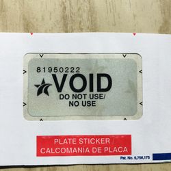 Void Sticker. From Texas DMV Registration Renewal Letter.