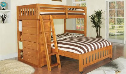 Twin over full loft bed Merlot or honey color