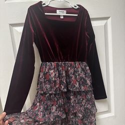 Size 7 Girls Burgundy Floral Party Dress 