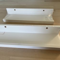 2 New Wooden White Wall Shelves 14”x4” Made In Poland