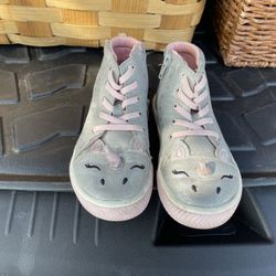 Gray /Pink Girls Shoes(Unicorn Design)