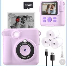 Instant Print Camera for Kids, Christmas Birthday Gifts for Girls Boys, HD Digital Video Cameras for Toddler, Portable Toy for 4 5 6 7 8 9 10 Year Old