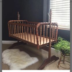 Vintage 1950 Wooden Bassinet 