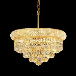New 15” Dia 4-Lights Empire Style K9 Crystal Chandelier Adjustable Height Dimmable 