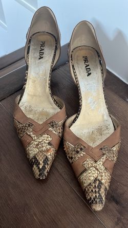 Vintage Prada Snakeskin Leather Pointed-Toe Heels