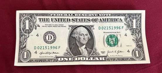 Birthday Note Dollar Bill 02-15-1996