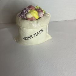 Vintage Lefton "Homemade" Lidded Jam Pot #3306 Ceramic Fruit Jar No Spoon