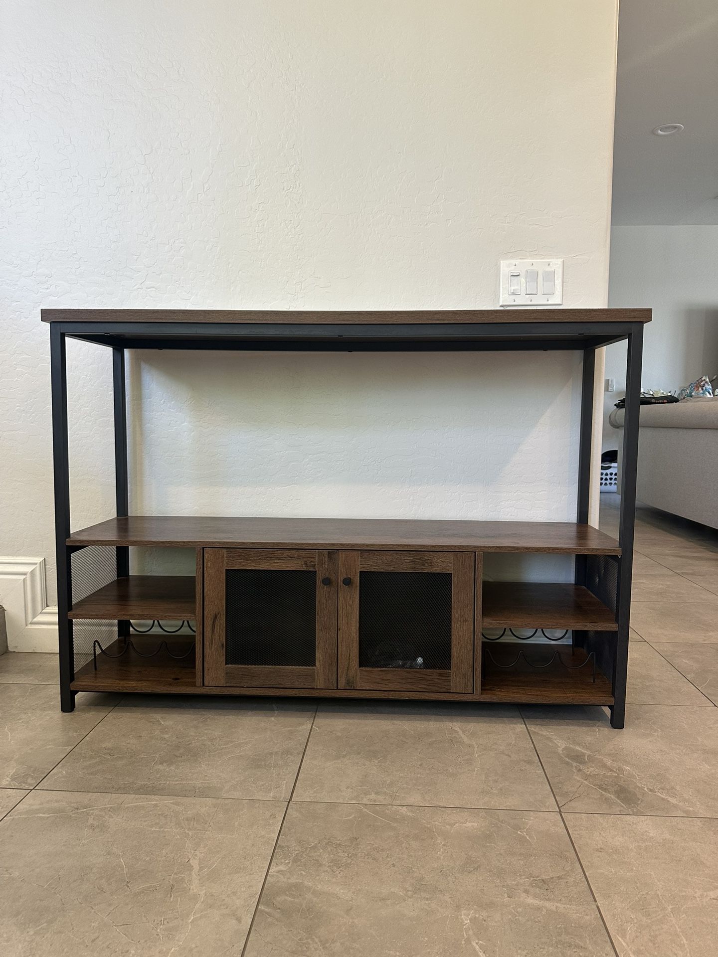 Wine Bar, Cabinet, Baker's Rack, Media Console, Wine Showcase 54.3"L x 15.7"D x 40.6"H,
