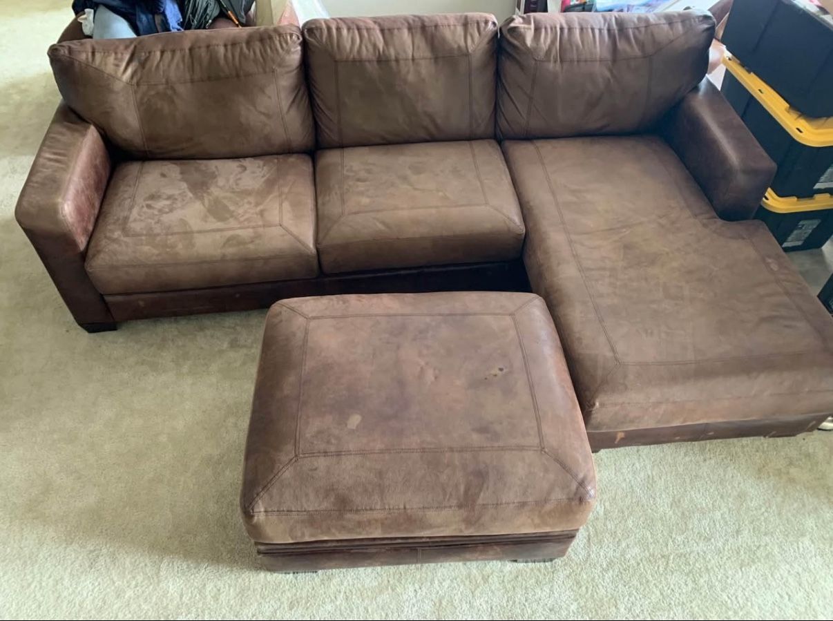 Brown Sectional Couch + Ottoman – Great Deal! (Must Go by July)
