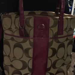 Coach Signature Stripe Tote Bag 