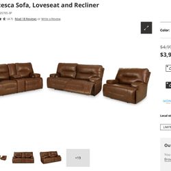 3 Piece Living Room Set Brown Electric Sofa, Loveseat And Big Chair