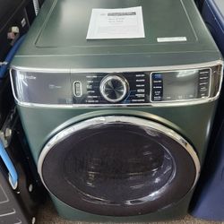 Profile 7.8 cu.ft. Capacity Vented Smart Front Load Electric Drver in Green with Quick Dry plus Steam and Sanitize Cvcle
