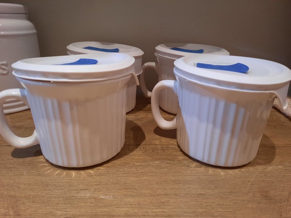 Corningware 20oz French White Meal Mug with Lid (4-Pack)