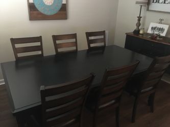 Dining table and six chairs