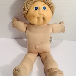 Vintage 1(contact info removed) Boy Cabbage Patch Doll Blonde Curly Hair Blue Eyes.  