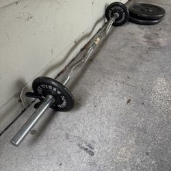 Olympic Curl Bar 15lbs Barbell with Weights