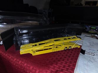 Yellow Diecast Car Carrier Trailer Model