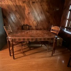 Vintage Dining Table / With 2 Chairs